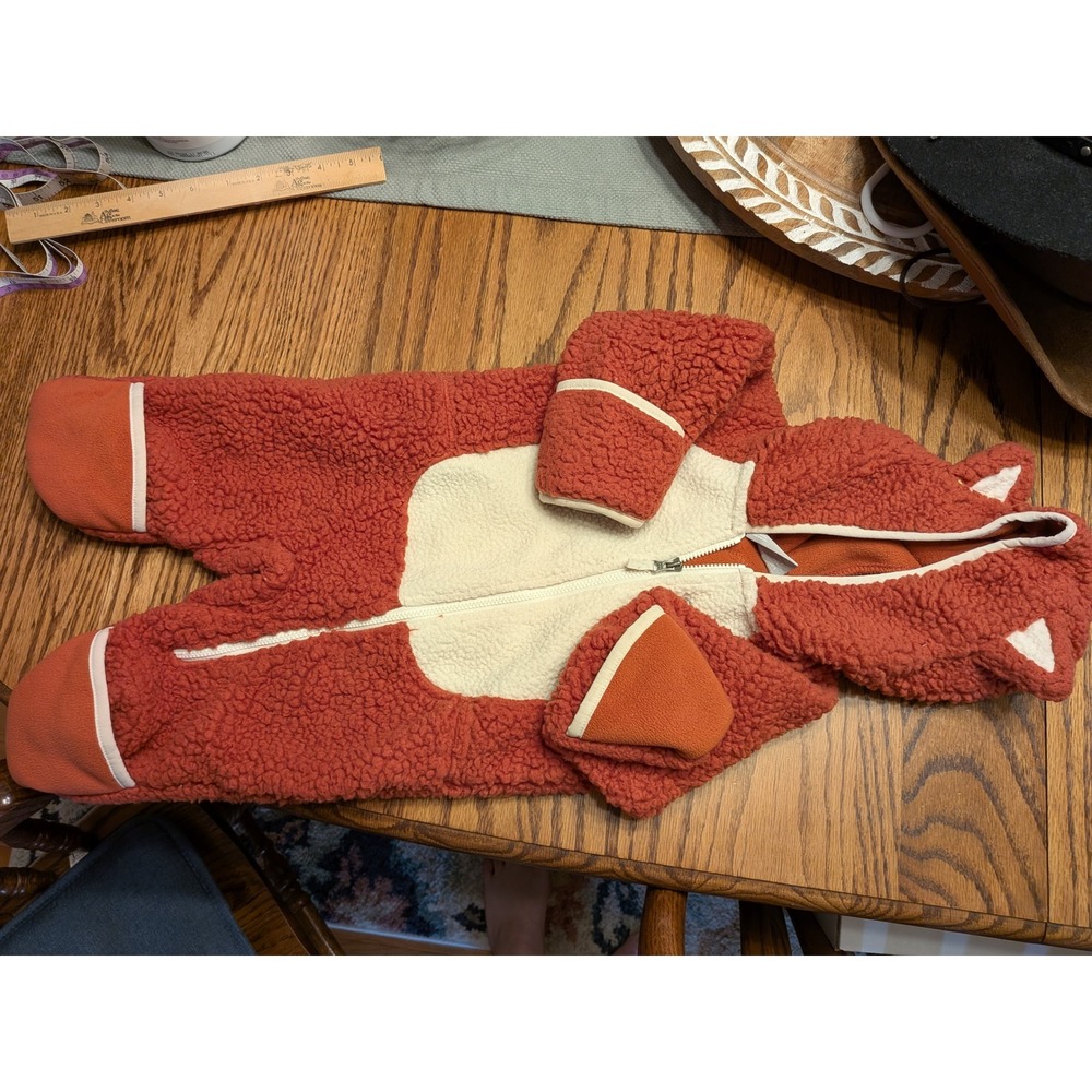 Columbia Foxy Baby Sherpa Bunting Orange Cream Fox Fleece Hooded Suit 3-6 Months